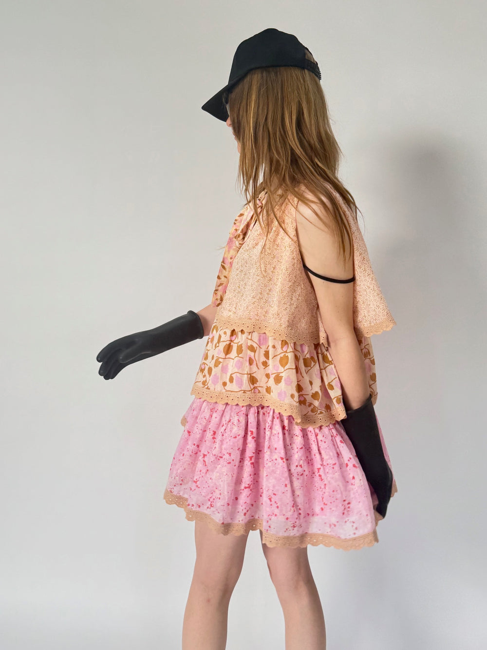 Double Decker Sleeveless Mini Dress - 100% cotton voile