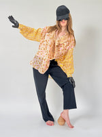 Frill Shirt - Tiny ivy print in light linen