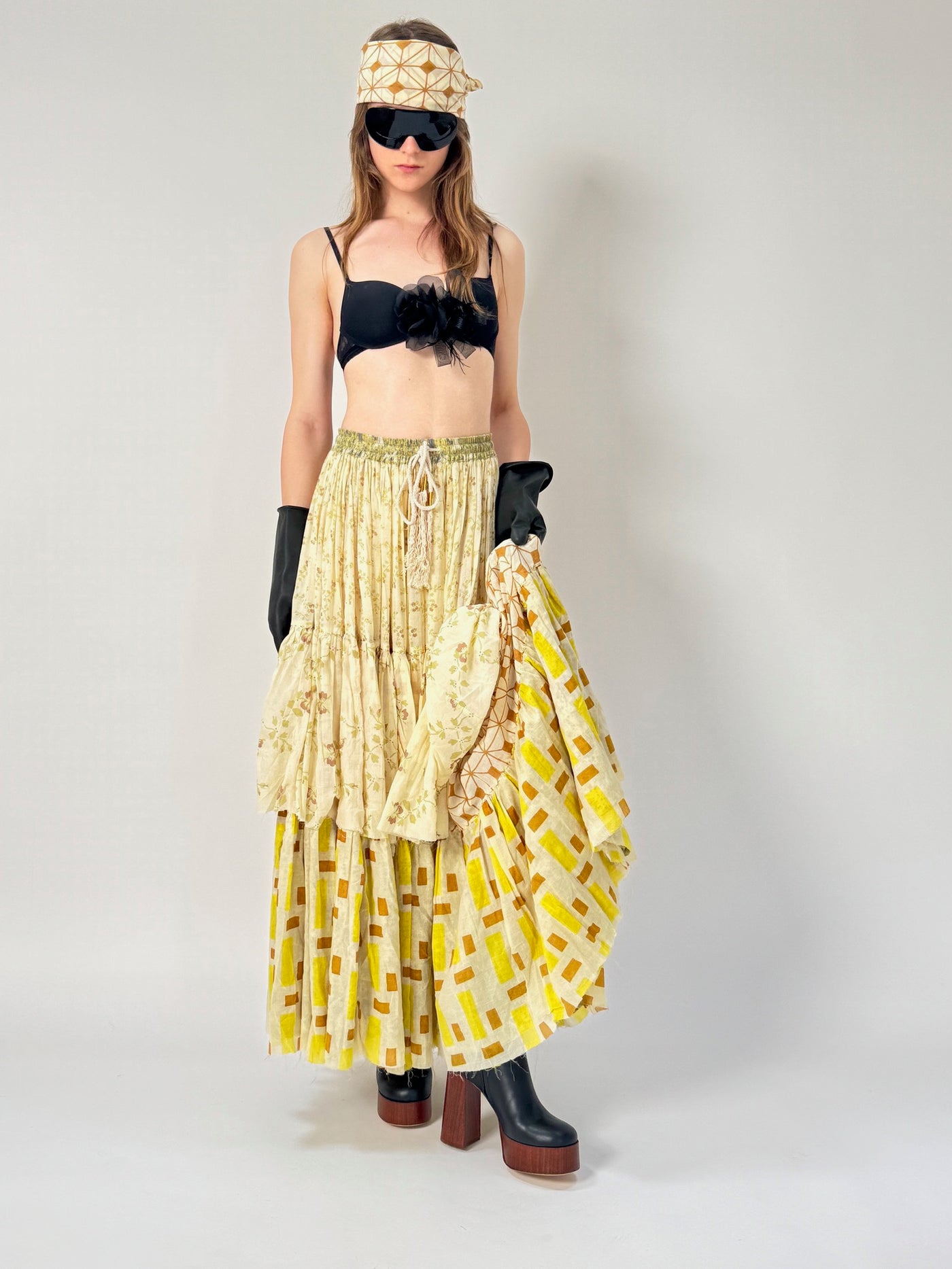 Double Maxi Skirt – Bubble & Viola Print in cotton voile