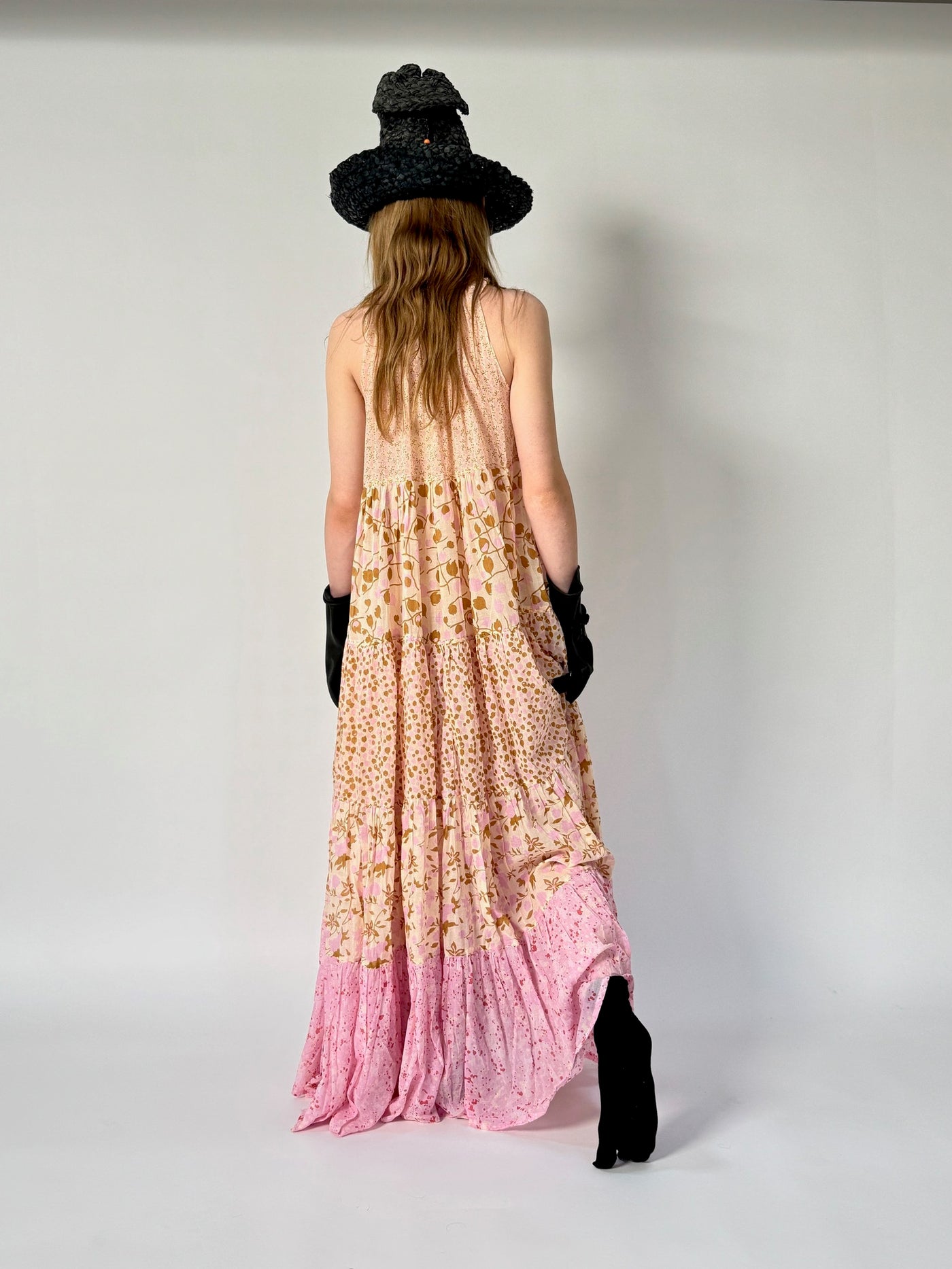 Sleeveless Maxi Hippy Dress in Ivy print