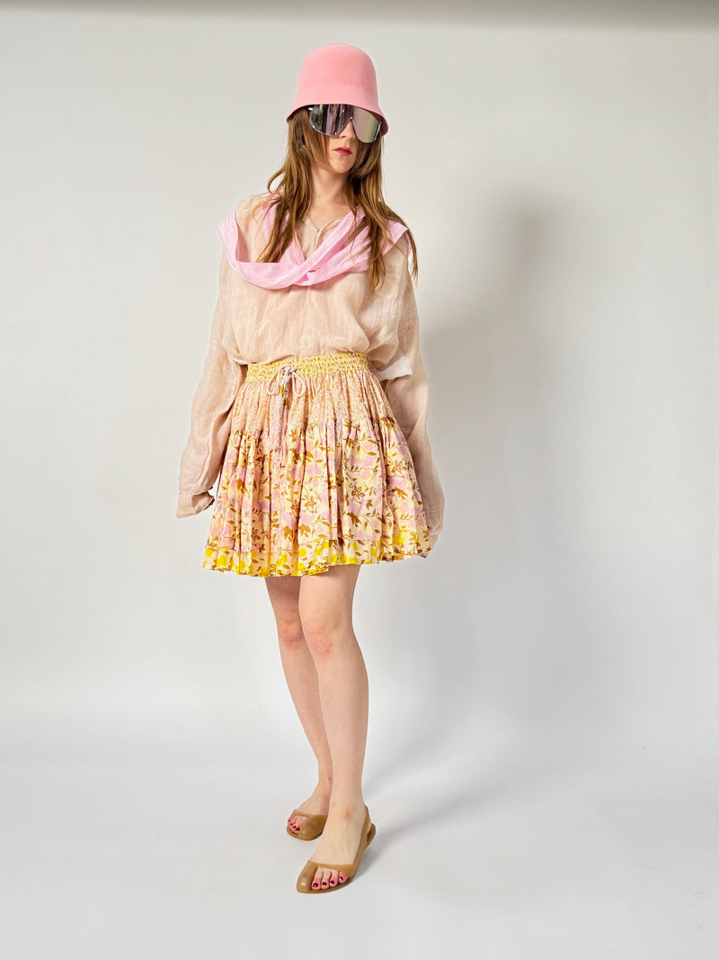 Double mini volant skirt - cotton voile