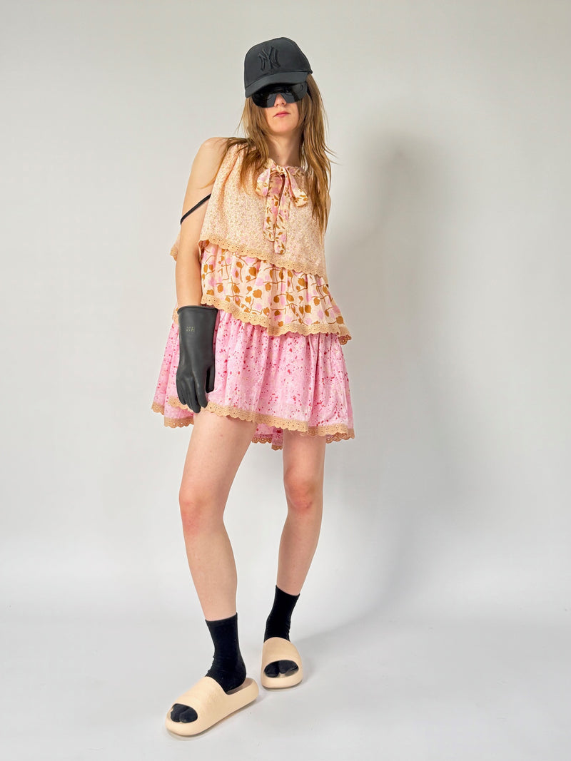 Double Decker Sleeveless Mini Dress - 100% cotton voile