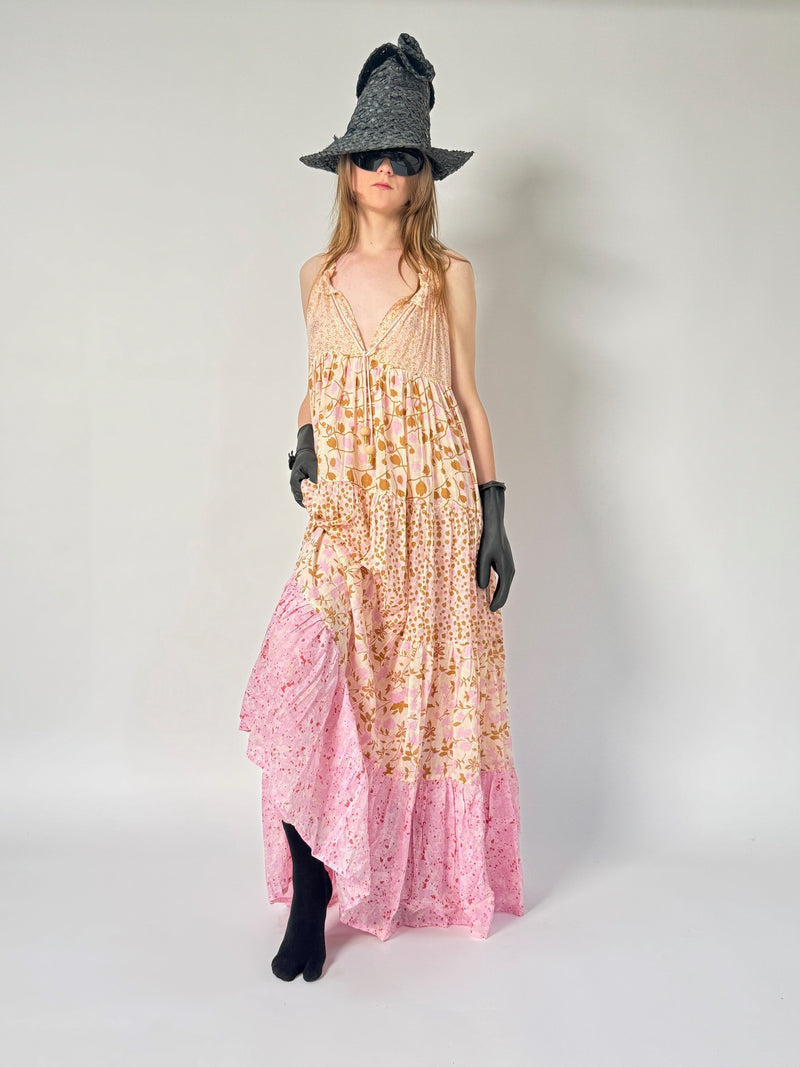 Sleeveless Maxi Hippy Dress in Tiny Daisy print