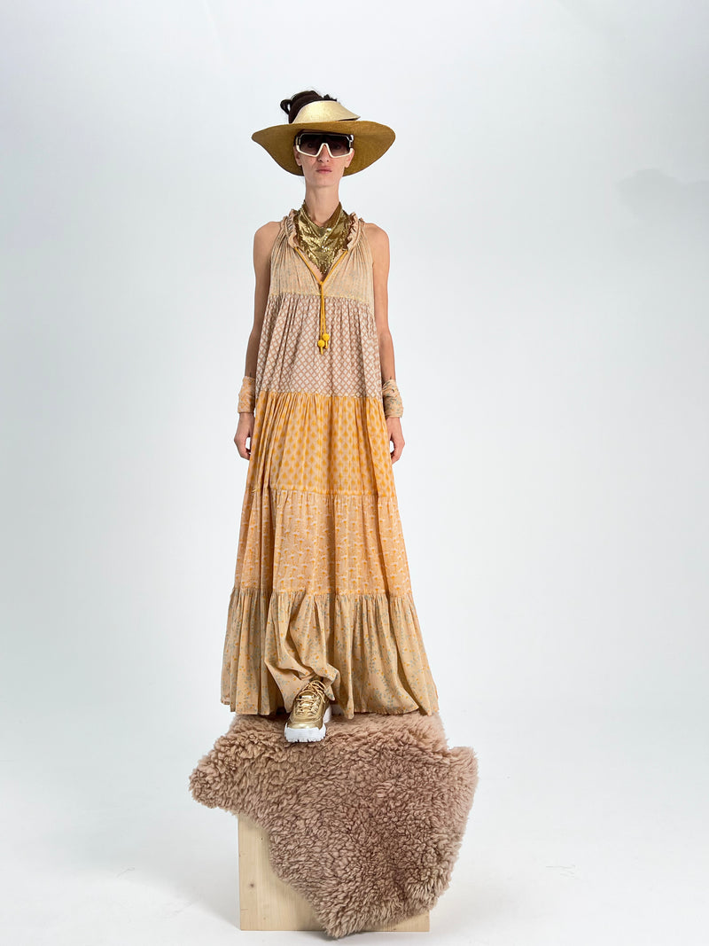 Maxi robe hippie sans manches