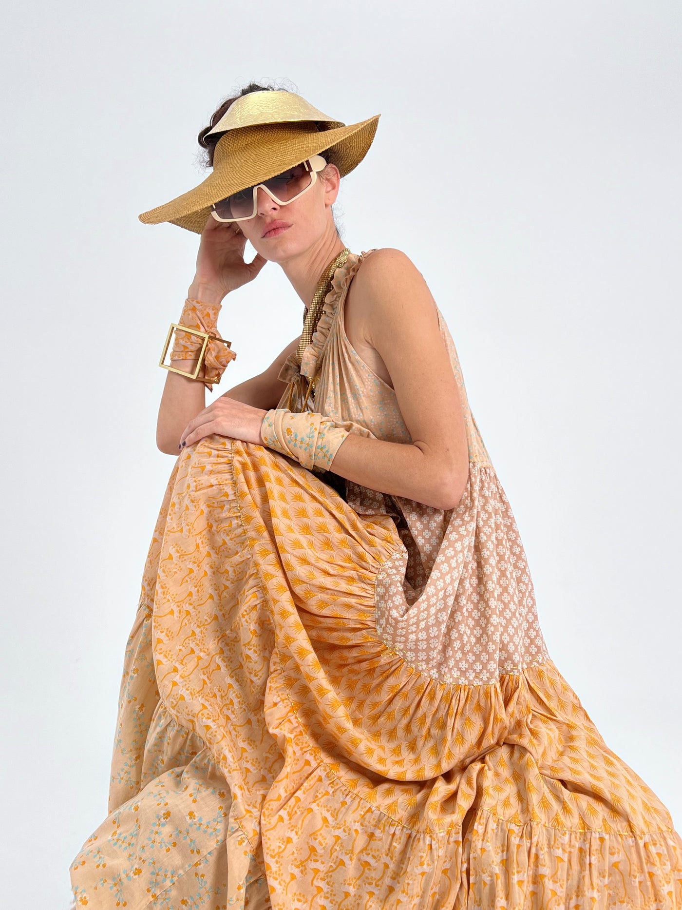 Maxi robe hippie sans manches