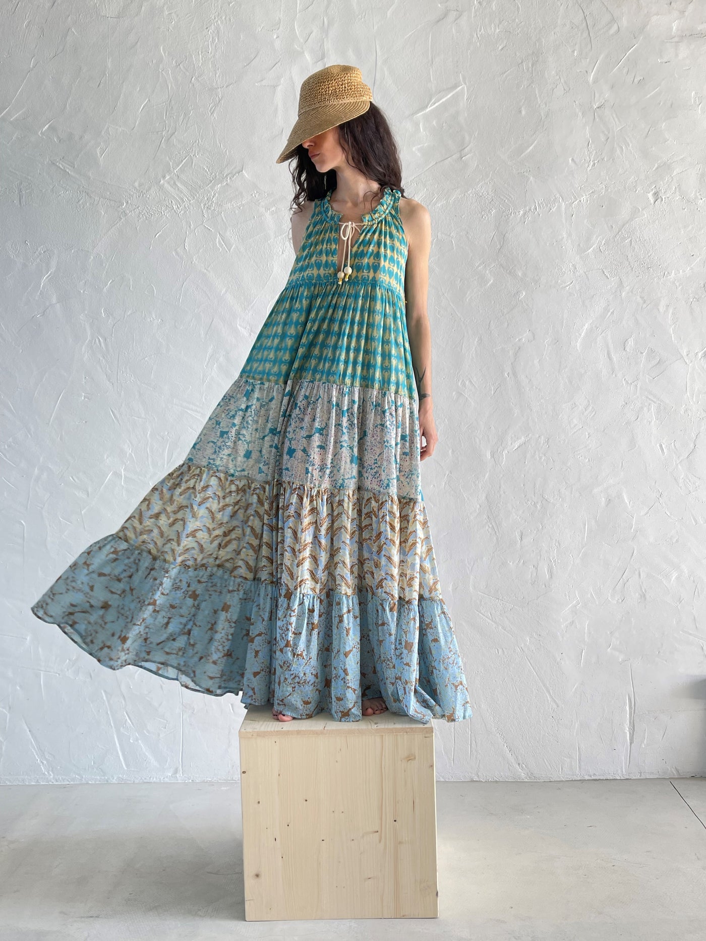 Maxi robe hippie sans manches