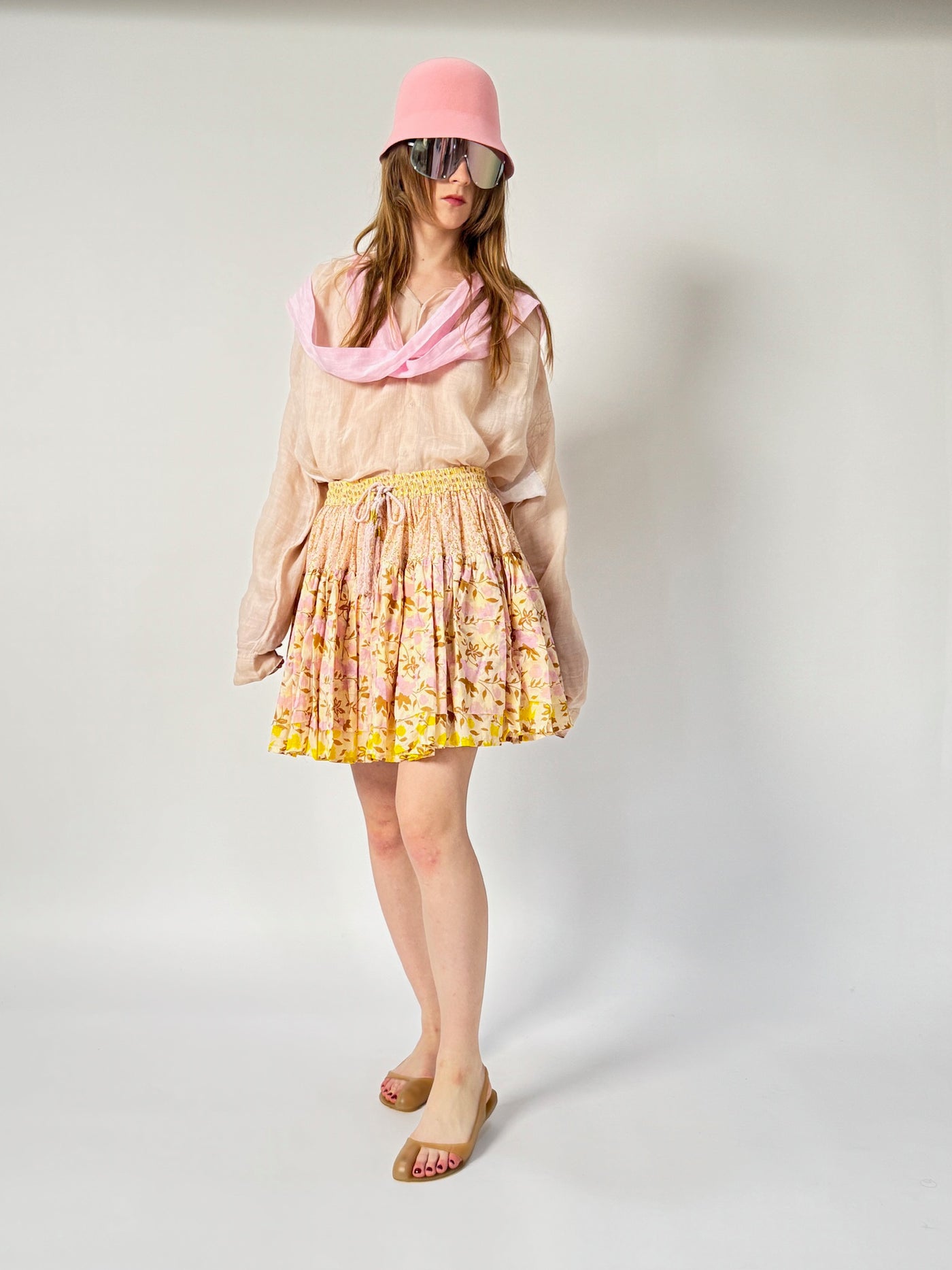 Double mini volant skirt - cotton voile