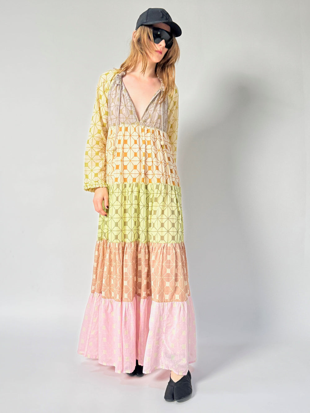 bohemian maxi dress cotton voile handmade