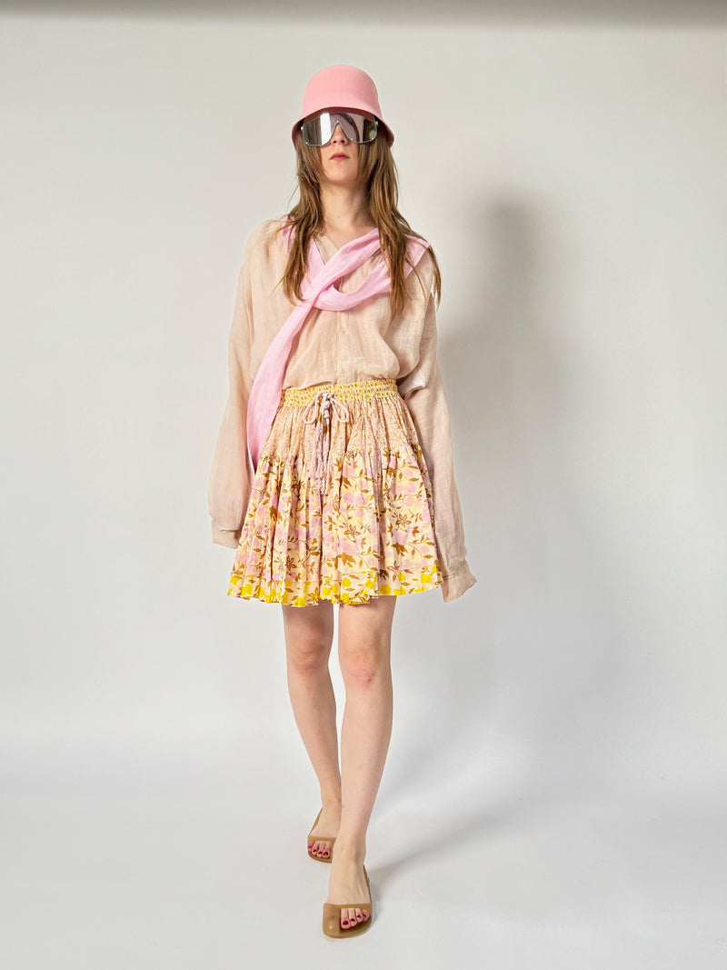 Double mini volant skirt - cotton voile
