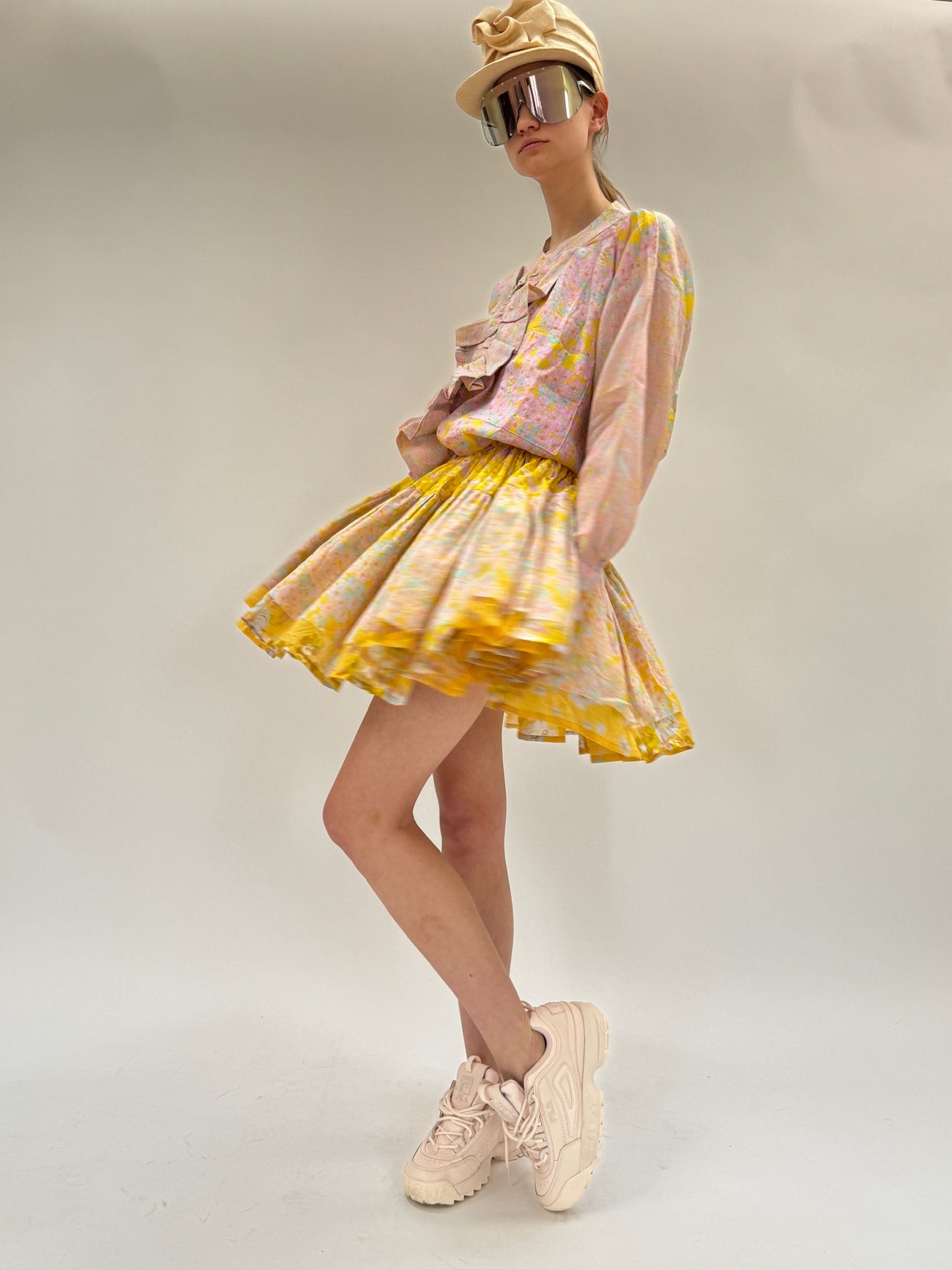 Double mini volant skirt