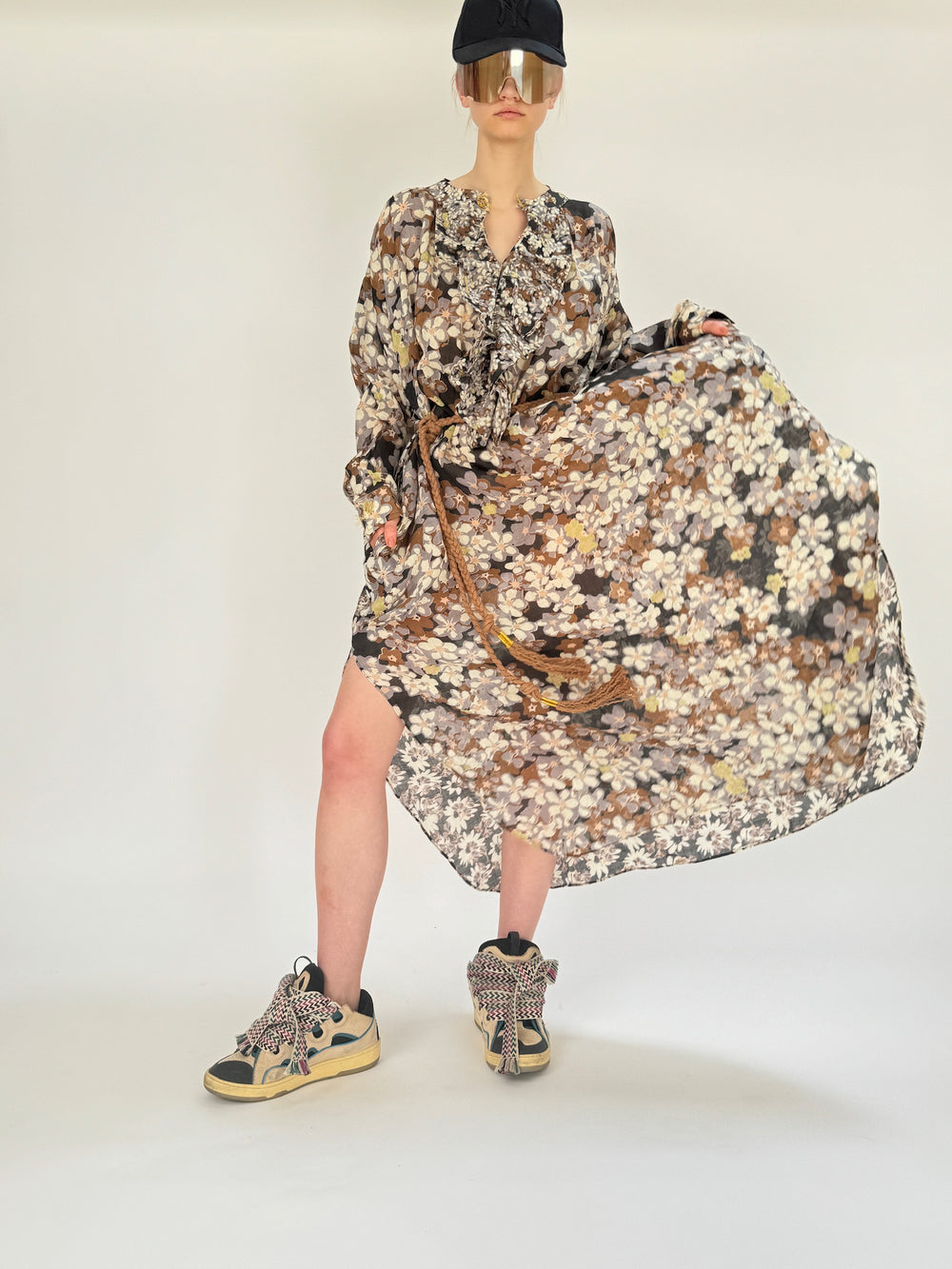 Robe longue à volants